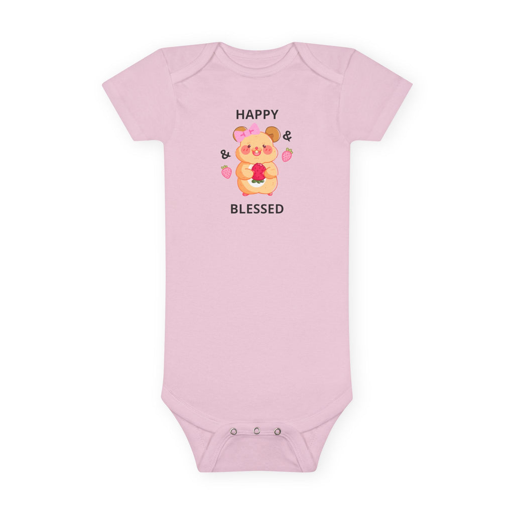 Happy & Blessed Cute Hamster - Baby Onesie, Cute Infant Bodysuit, Baby Shower Gift, Newborn Outfit, Girly Baby Clothes, Baby Apparel